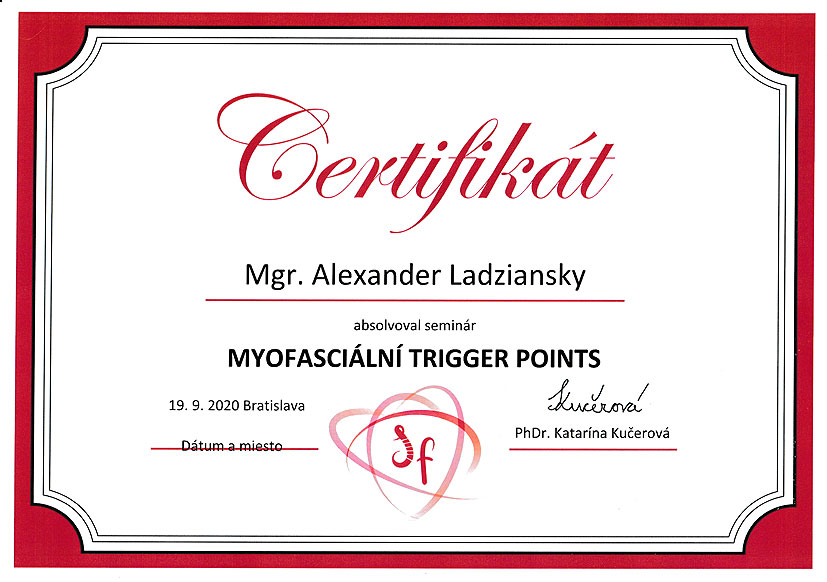 Certifikát Trigger points Alexander